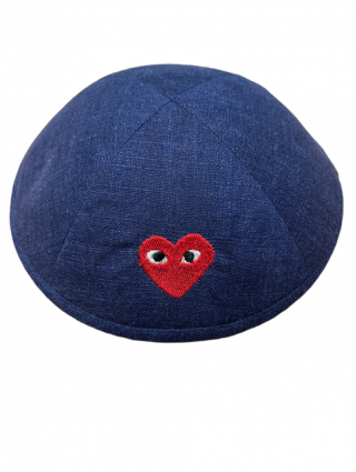 Kippa lin marine / coeur